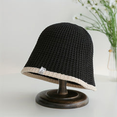 Knitted Bucket Hat Foldable Crochet Cloche Hat Casual Thin Sunscreen Basin Hats