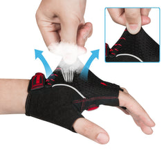 Liquid Gel Pad Cycling Gloves Red 5MM 0 19in for Men Women