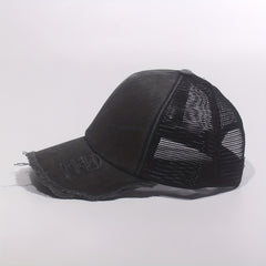 Perforated Baseball Cap Mesh Hat Curved Brim Snapback Cap