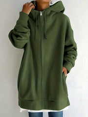 Casual Sports Hooded Zipper Sweatshirs Long Sleeve Drawstring Hoodie
