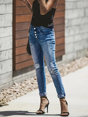 Ripped High Rise Stretch Skinny Jeans