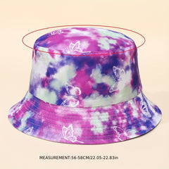 Butterfly Tie Dye Print Bucket Hat Hip Hop Basin Hat Casual Couple Fisherman Cap