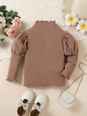 Girls' Ruffle Long Sleeve Pullover Top for Toddler Kids
