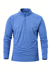 Men's Grey Long Sleeve Polo Shirt Casual Mid Stretch Lapel Button Up Polo Shirt