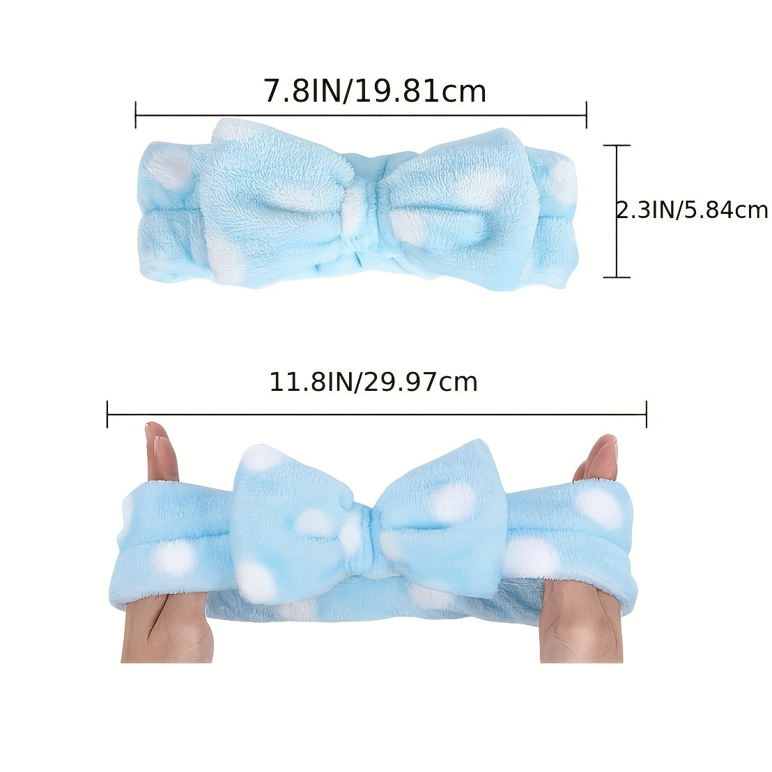 2pcs Polka Dot Bow Headband for Daily SPA Skin Care