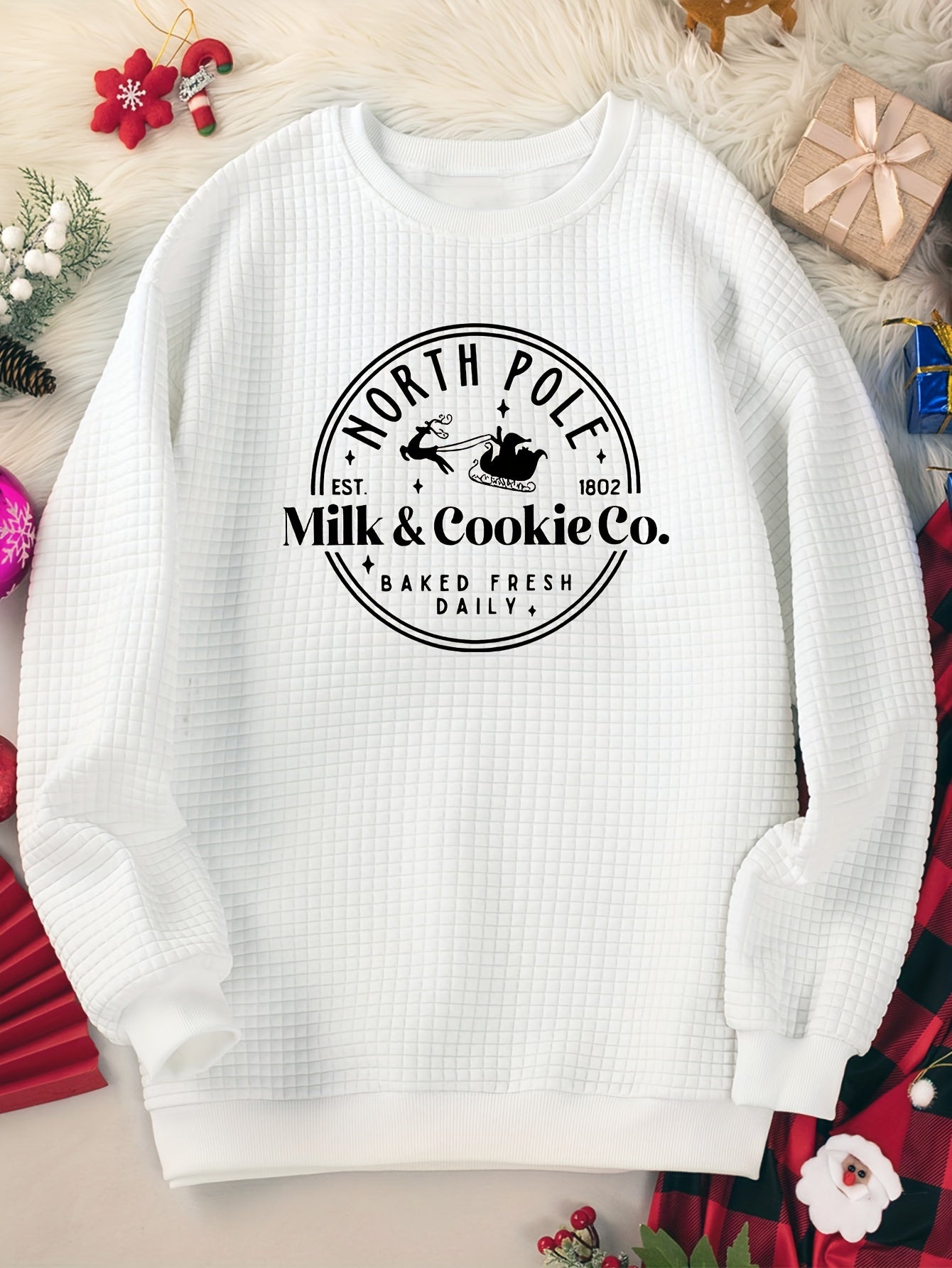 Women's Plus Elk Graphic Long Sleeve Christmas Lounge Top