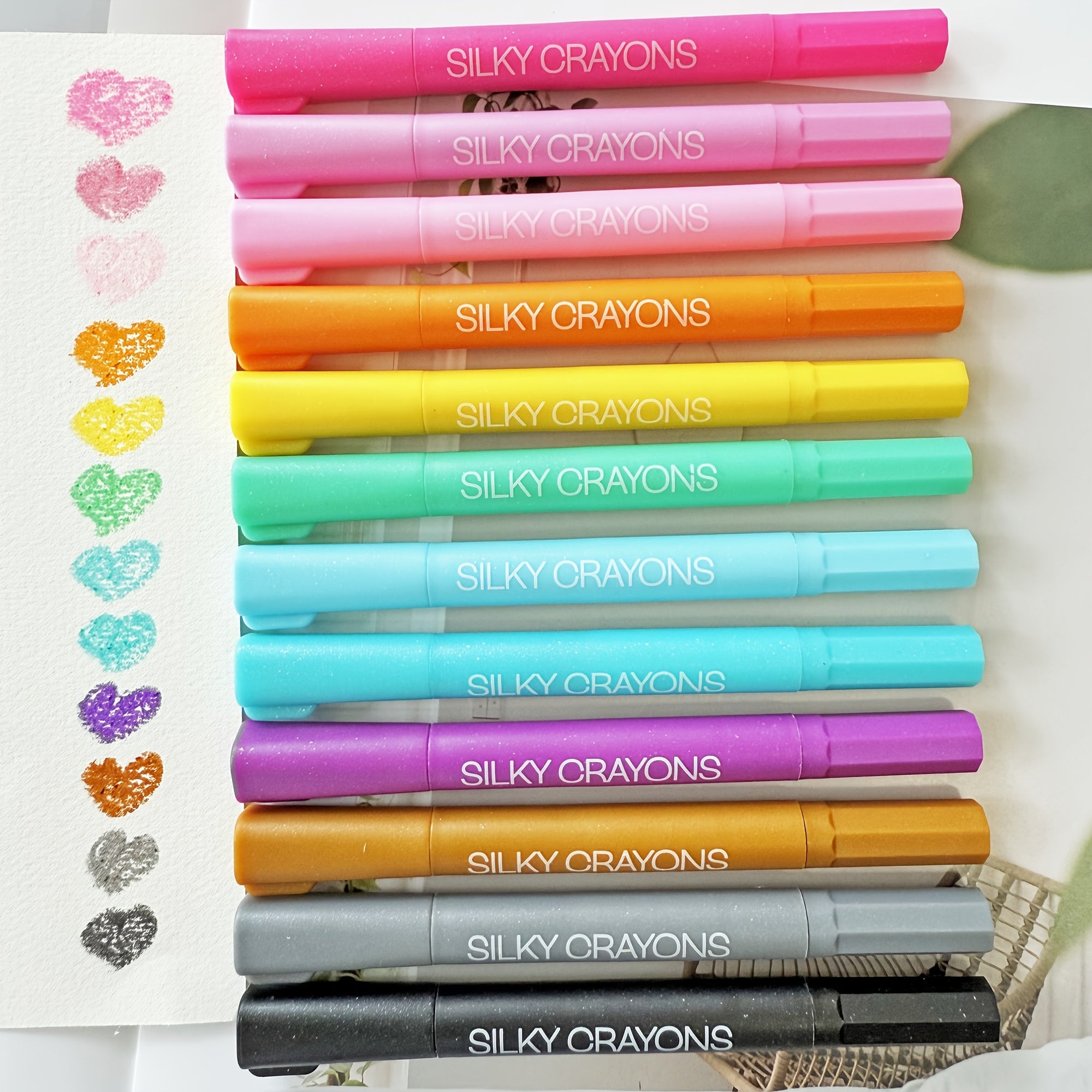 12 Metallic Twistable Crayons Washable Gel Non Toxic Easy Glide Adult Coloring