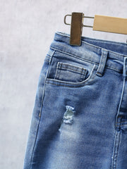 Boys Casual Rip Jeans Straight Leg Stretch Slim Fit Denim Pants