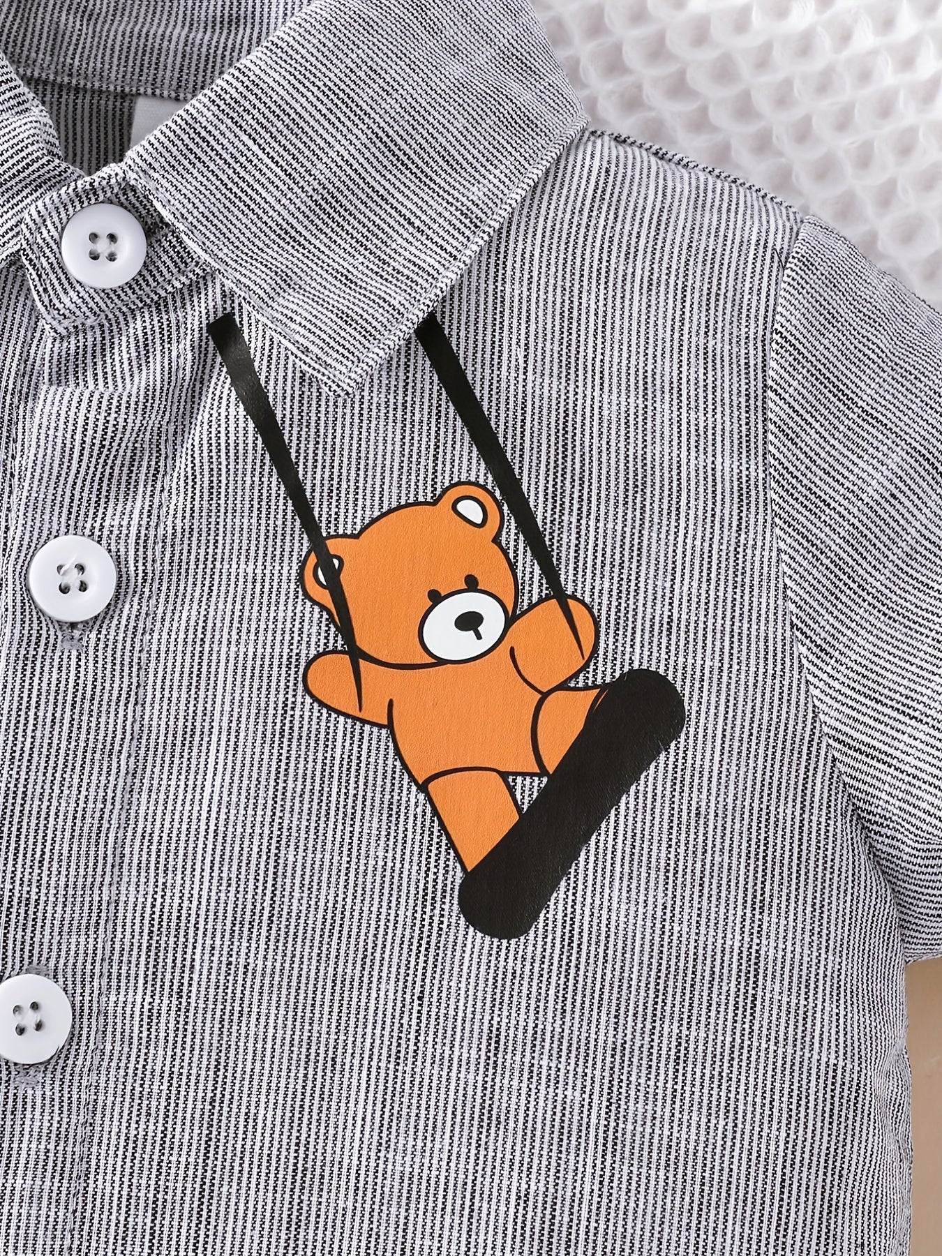 Bear Print Toddler Boys Shirt Short Sleeve Top
