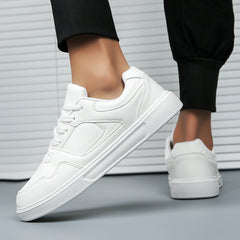 Faux Leather Solid Skate Shoes Wear Resistance Non Slip Flat Sneakers