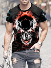 Skull 3D Pattern Print Men's Short Sleeve T-shirt Graphic Tee