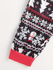 Christmas Print Lounge Set Long Sleeve Top & Pants Women's Loungewear