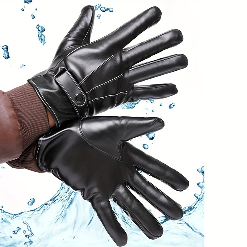 Waterproof Touch Screen PU Leather Gloves For Men And Women
