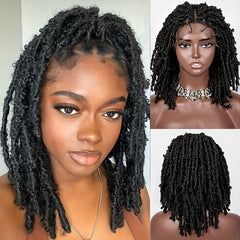 Triangle Knotless Butterfly Locs Braided Wig Shoulder Length Locs Wigs