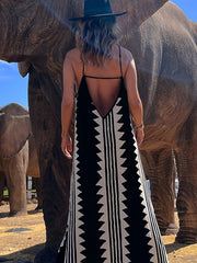 Plus Size Geometric Print Backless Cami Dress