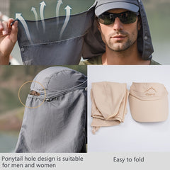 Men's Adjustable Sun Cap for Outdoor Activities with Neck Flap