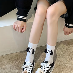 2 Pairs Dog Pattern Socks Comfy & Mid Tube Socks Women's Stockings