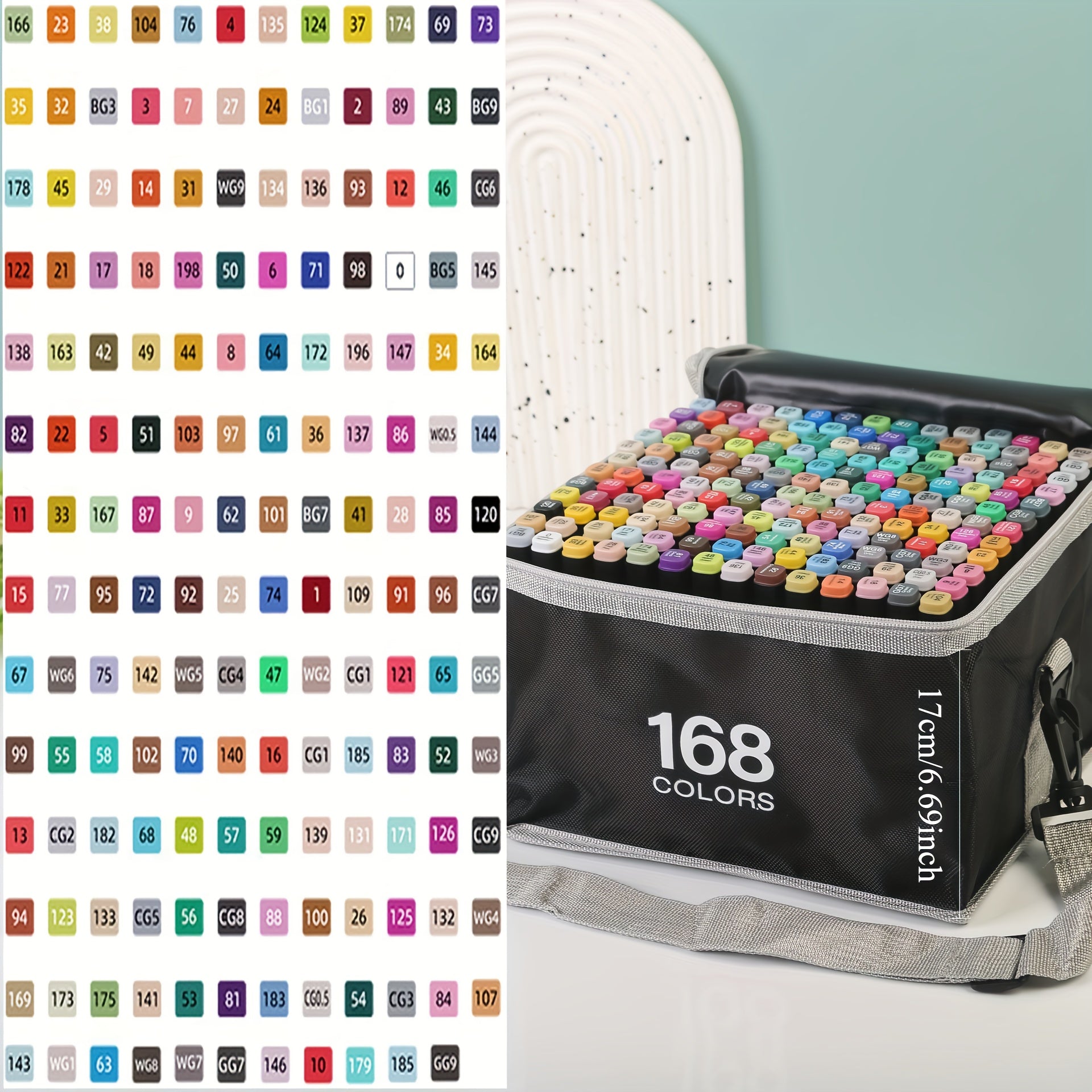 168 Dual Tip Alcohol Markers in Portable Case