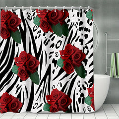 Red Rose Shower Curtain Bathroom Set