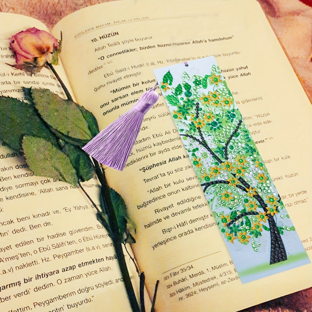 DIY Diamond Painted Leather Tassel Bookmark Embroidery Kit 1pc