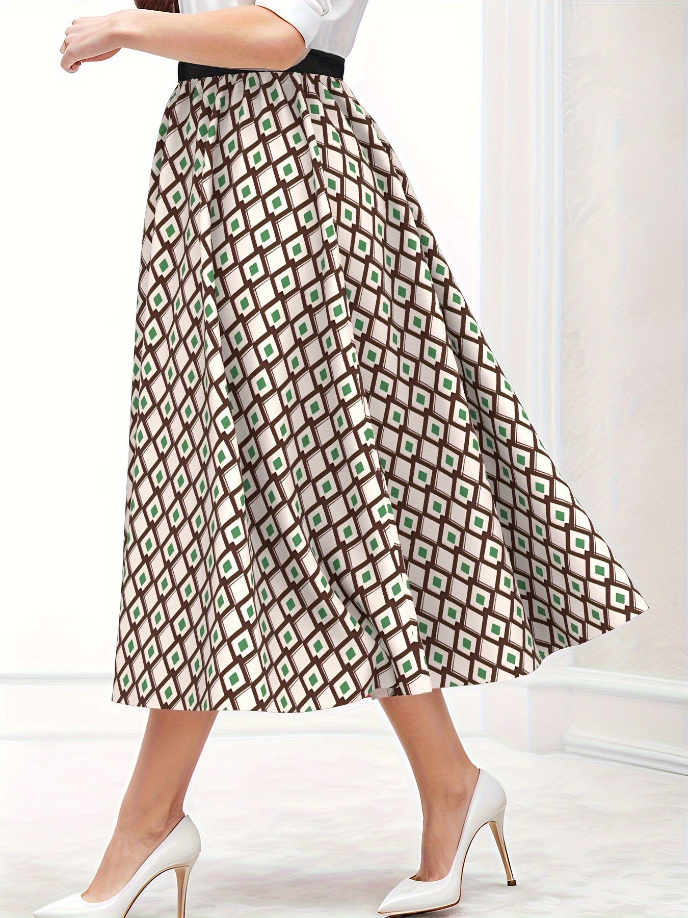 Argyle Print High Rise Maxi Skirt