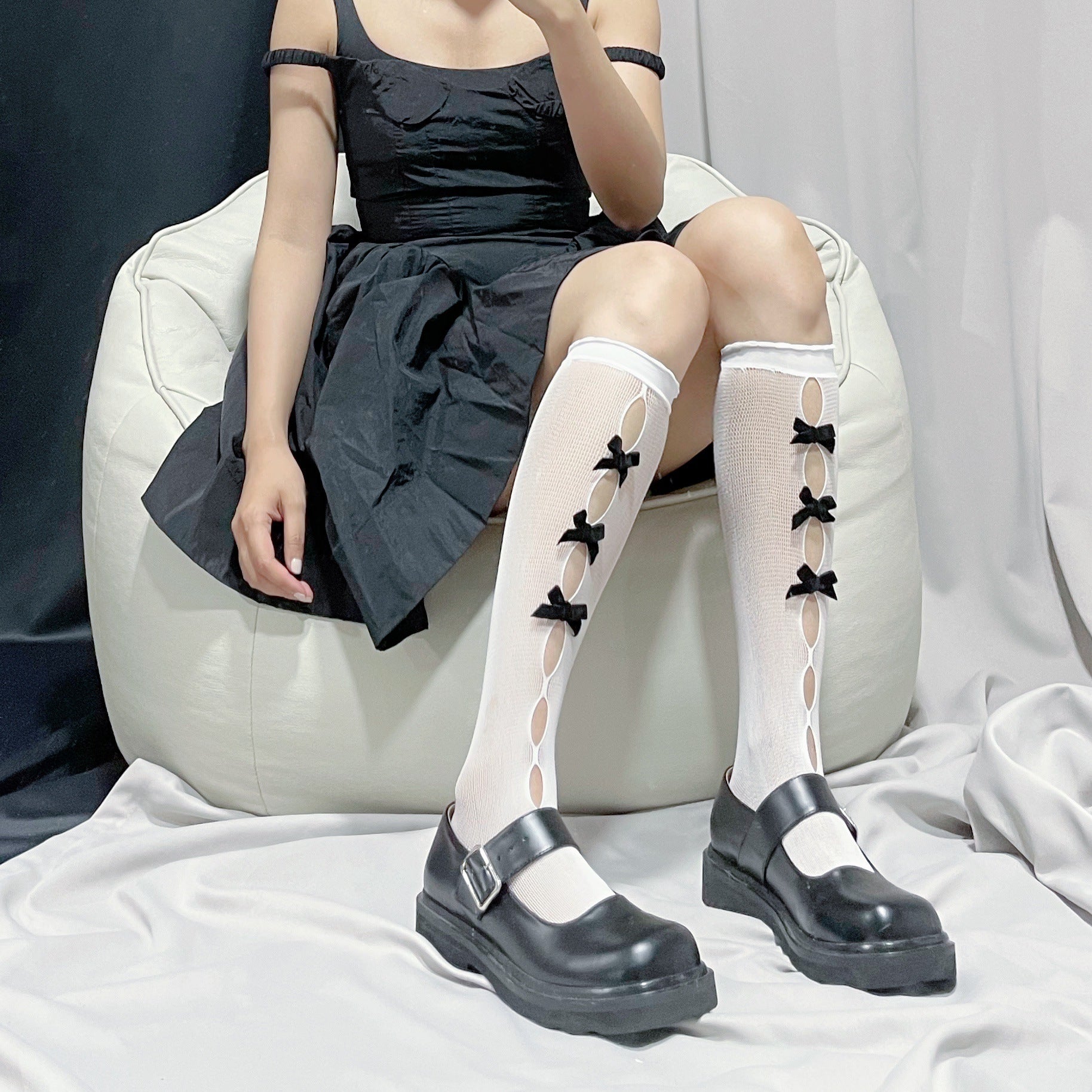 Hollow Bowknot Calf Socks for Women