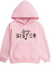 Big Sister Pattern Smart Hoodie For Girls Party Casual Long Sleeve Top