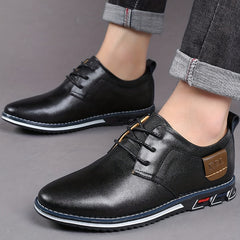 Men's Casual Business Breathable Walking Shoes Comfy Lace Up PU Shoes