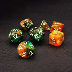 7pc Yellow & Green Star Dice Set for MTG RPG Board Games