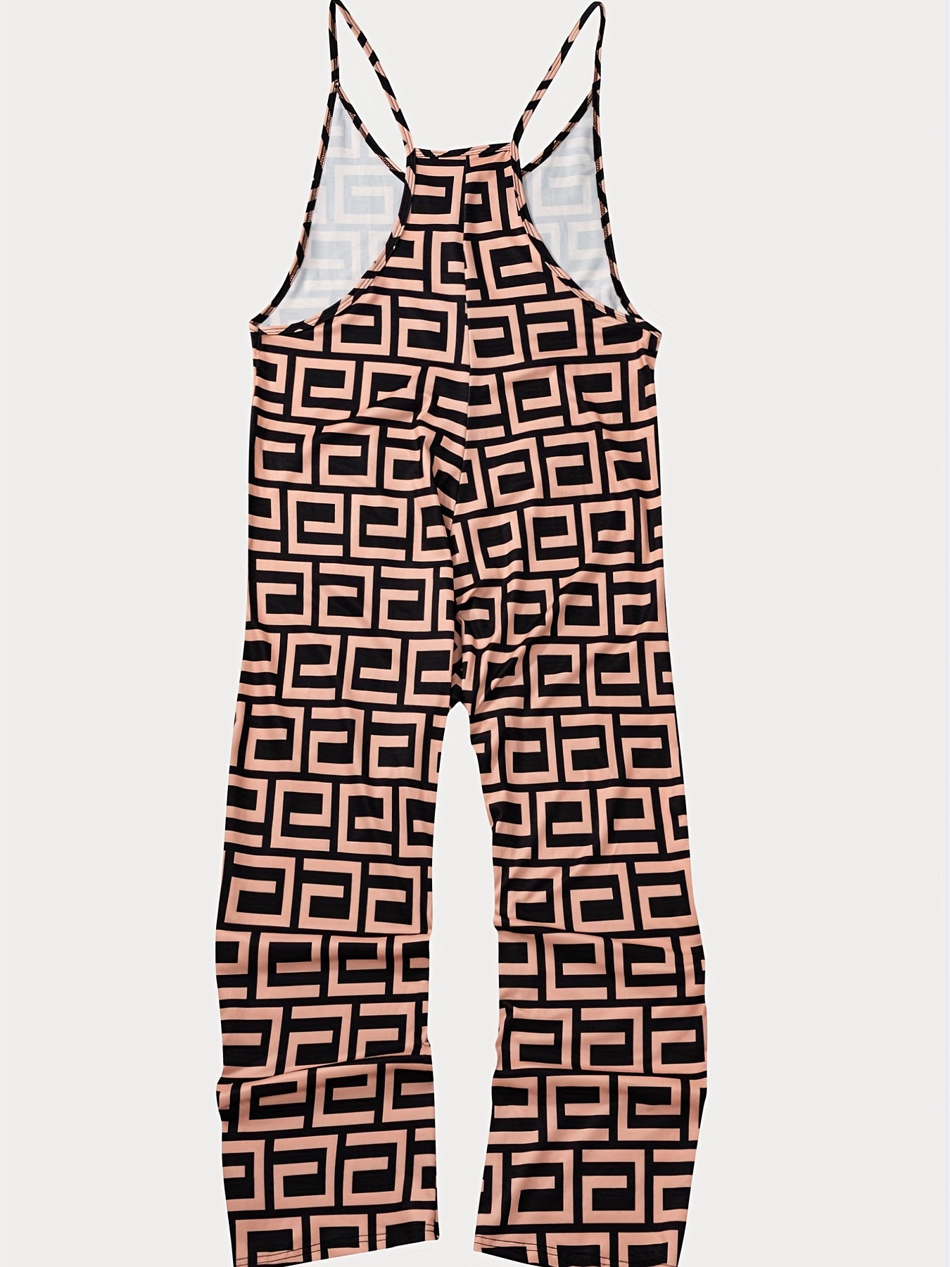 Geo Print Pockets Overall Jumpsuit for Women
