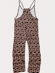 Geo Print Pockets Overall Jumpsuit for Women
