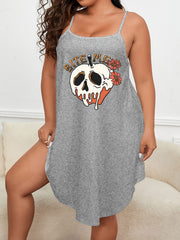 Floral Skull Print Scoop Neck Nightdress