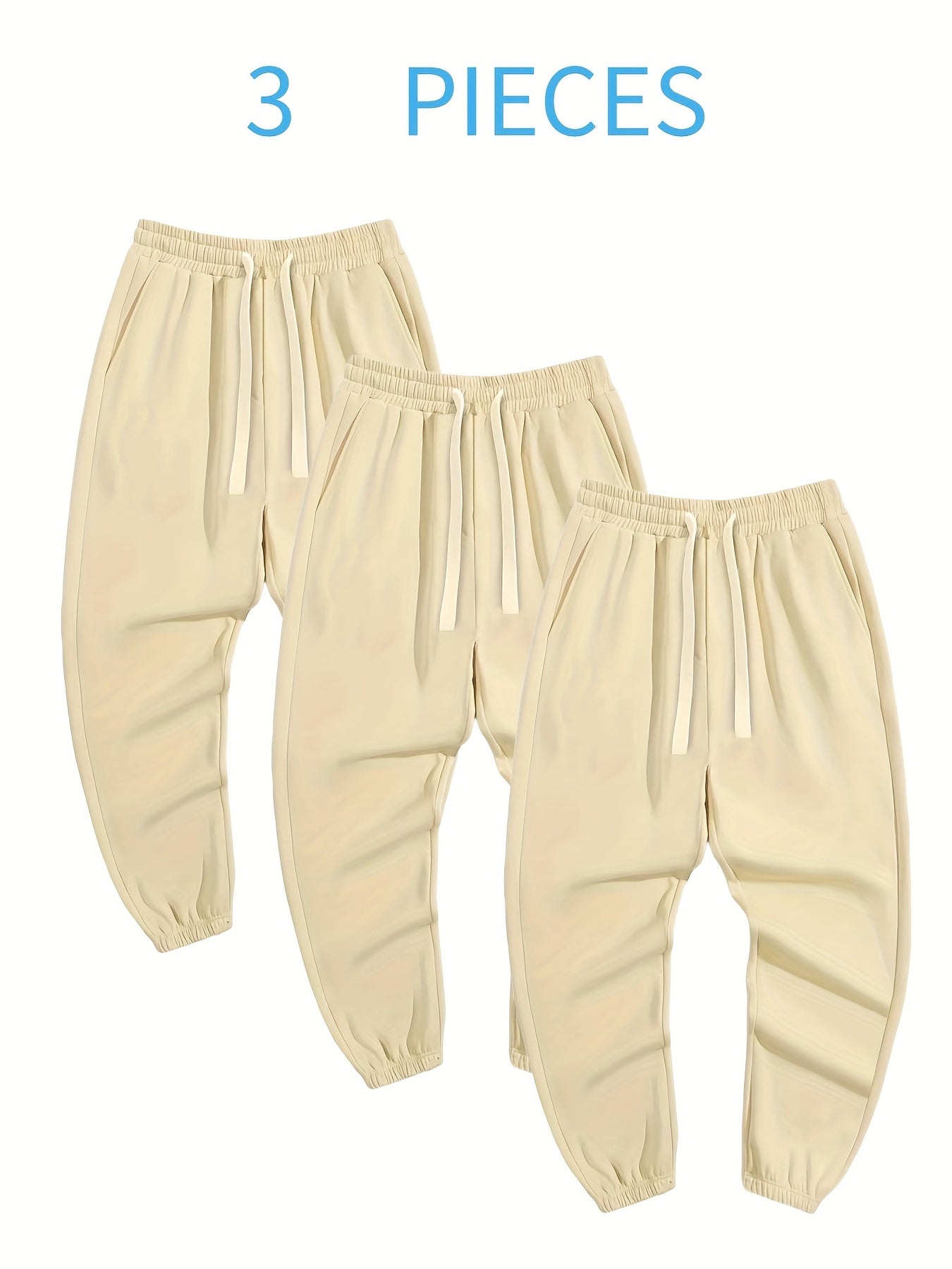 3 Pcs Men's Loose Casual Drawstring Joggers Set