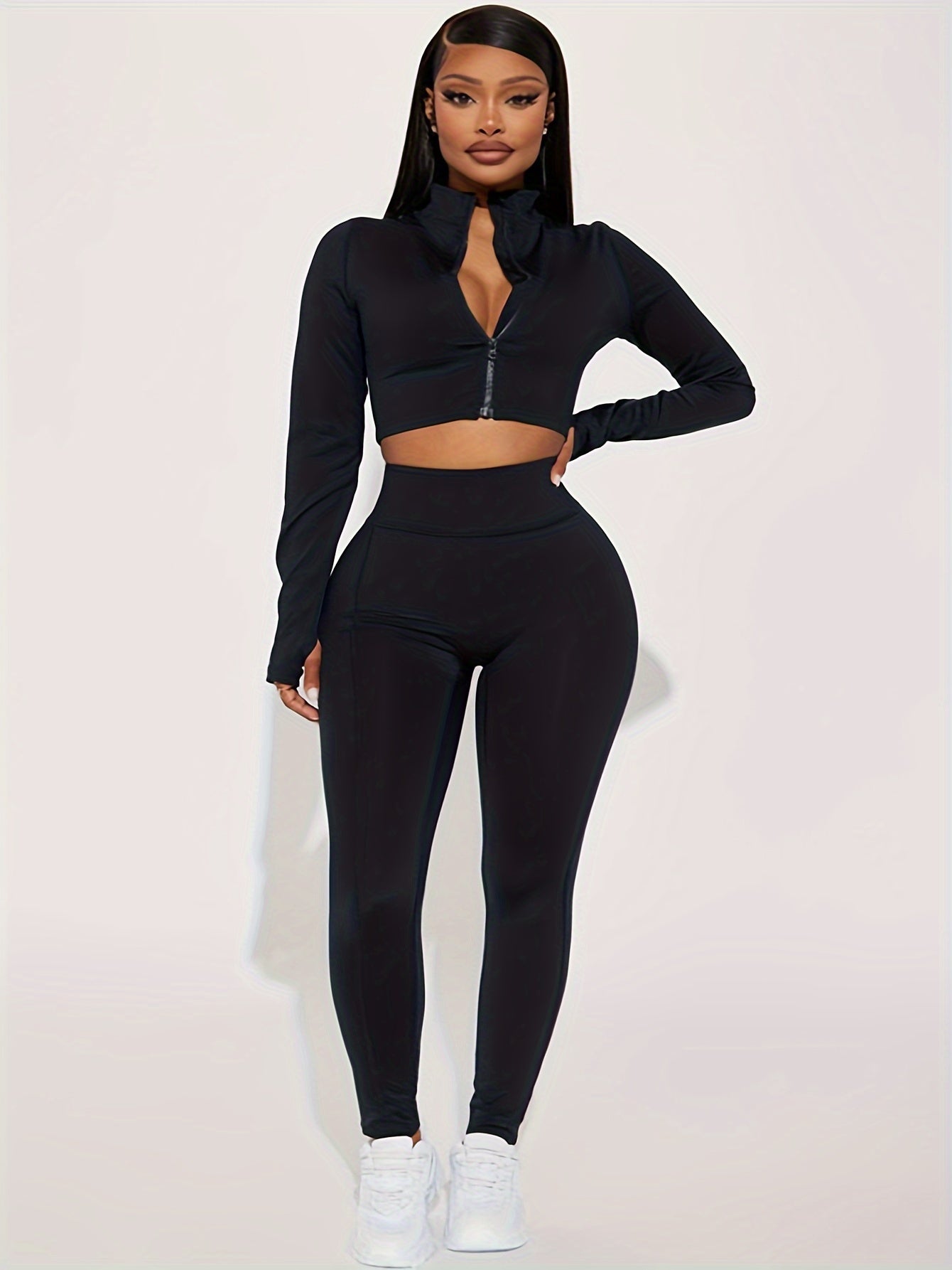 Long Sleeve Yoga Jacket High Stretch Fitness Crop Jacket Women's Activewear
