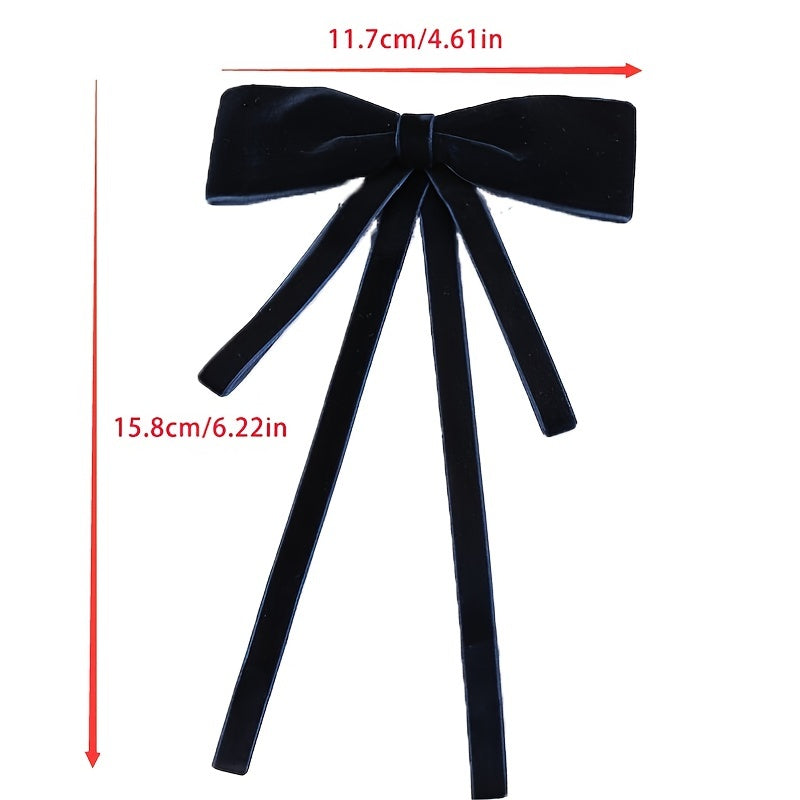 Velvet Double Layer Ribbon Bow Tie French Style Dress Brooch