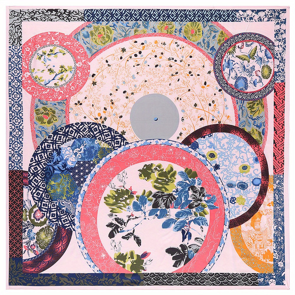 Boho Print Square Scarf Vintage Head Scarf Silk Bandana