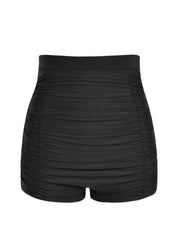 Solid Ruched High Rise Swimwear Shorts