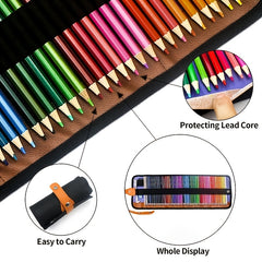 50 Colored Pencils Set with Canvas Wrap for Drawing