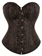 Floral Jacquard Grommet Lace Up Underbust Corset