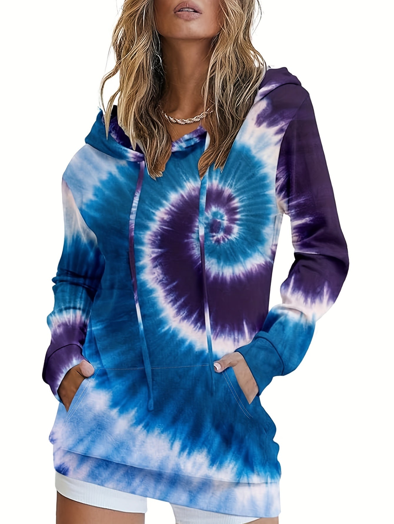 Tie Dye Long Sleeve Hoodie with Pockets