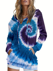 Tie Dye Long Sleeve Hoodie with Pockets