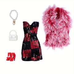 Sequin Skirt Princess Doll Dress for 11 8 Inch Clothes Mini Gown Party Wear
