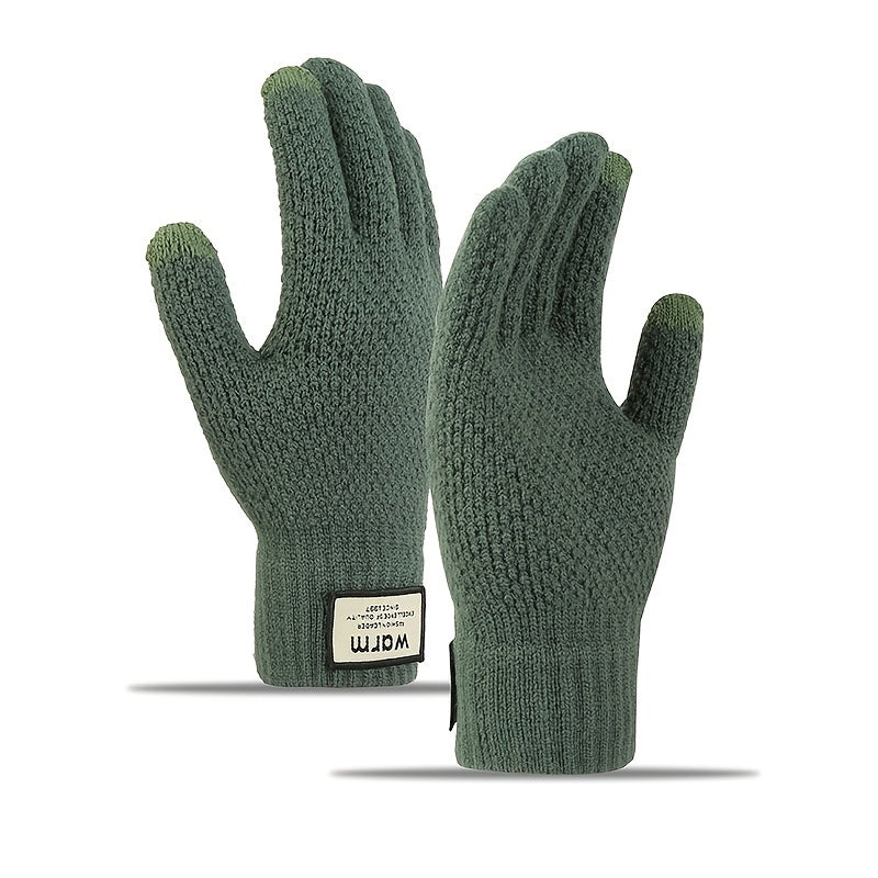 Men's Woolen Fleece Warm Windproof Gloves for Winter Cycling