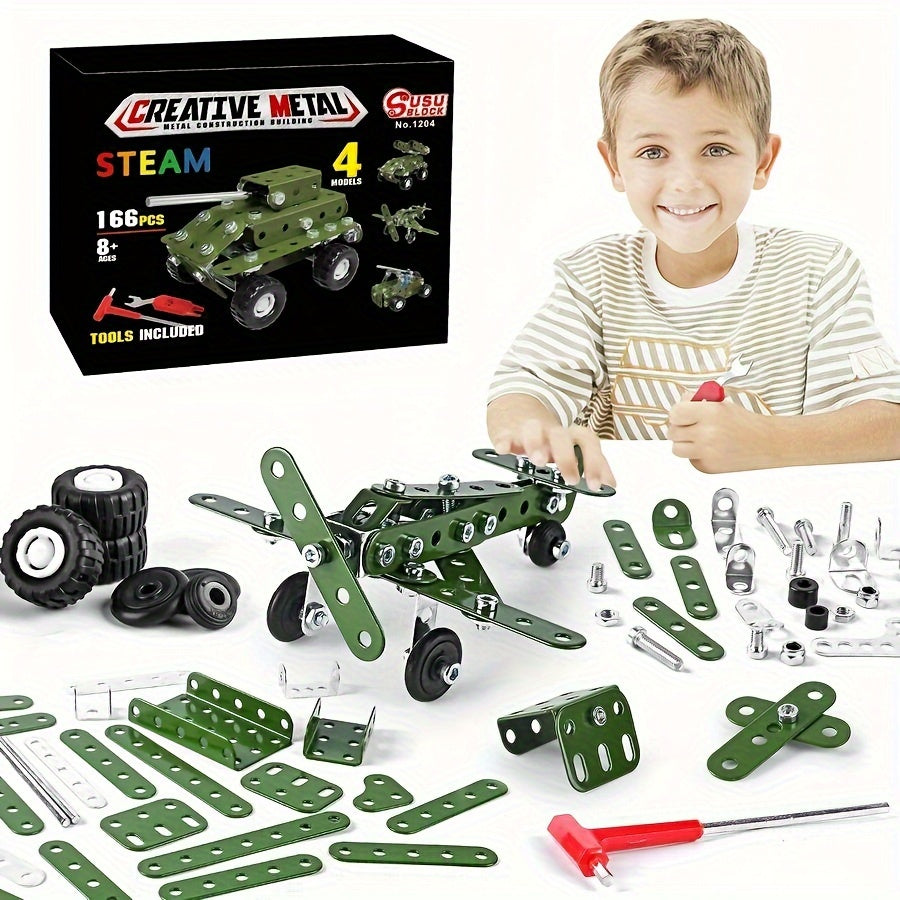 166pcs Military Series Model Building Blocks Educational Toys