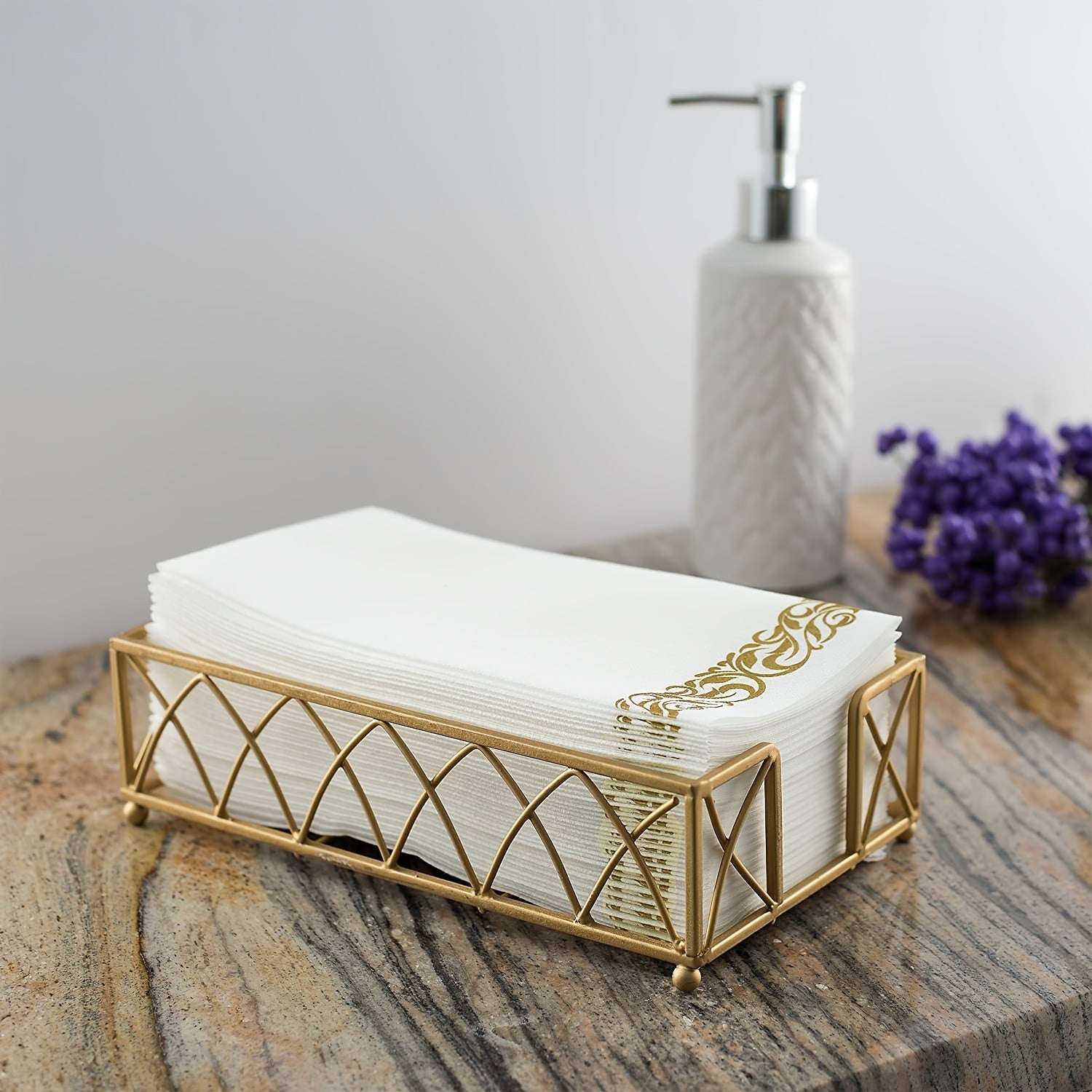50pcs Golden Floral Disposable Hand Towels for Weddings