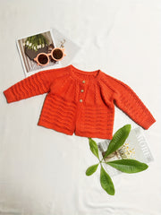 Round Neck Button Front Long Sleeve Kitted Sweater Coat