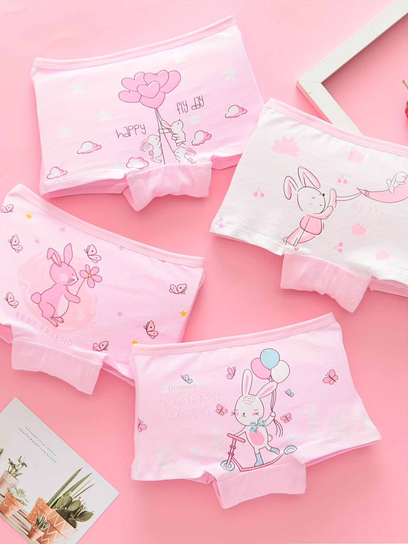 4pcs Girls Unicorn Print Panties Soft Comfortable Underwear