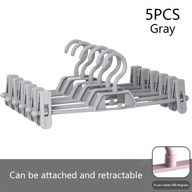 5pcs Retractable Trouser Rack Stacked Trousers Hanger Skirt Clip