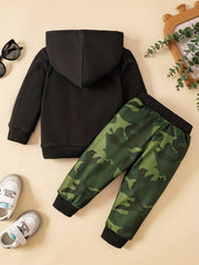 Baby Boy Camo Hooded Sweatshirt & Trousers Set