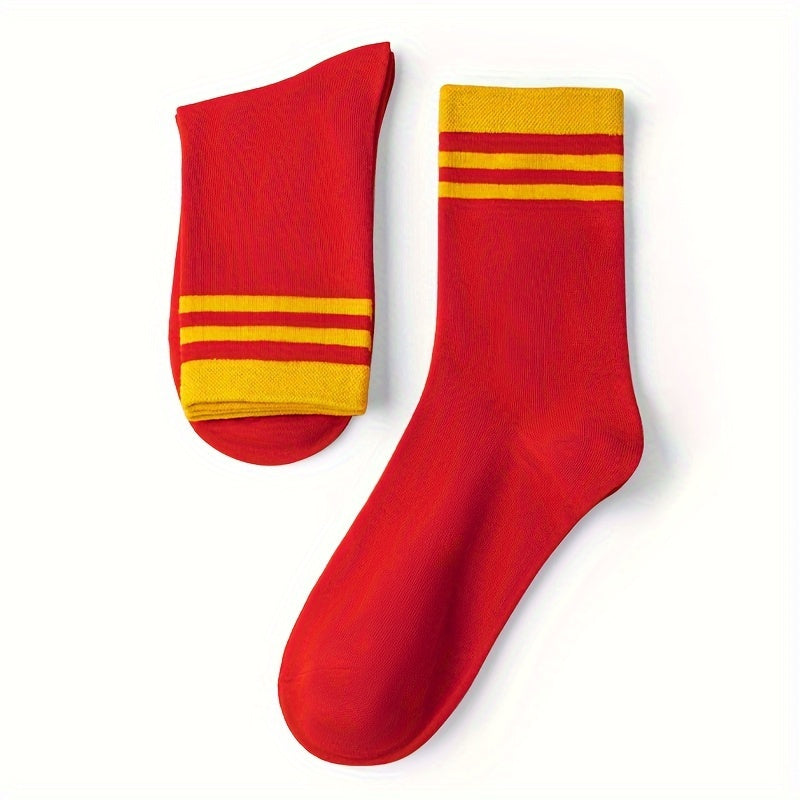3 Pairs Red Socks Year Gift Christmas Gift Soft Dress Socks Thin Crew Socks